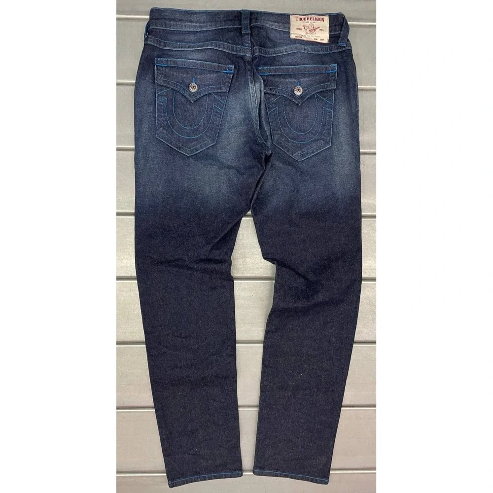 True‎ Religion Rocco Relaxed Skinny Jeans Mens 34x33 Dark Wash Moto Stretch